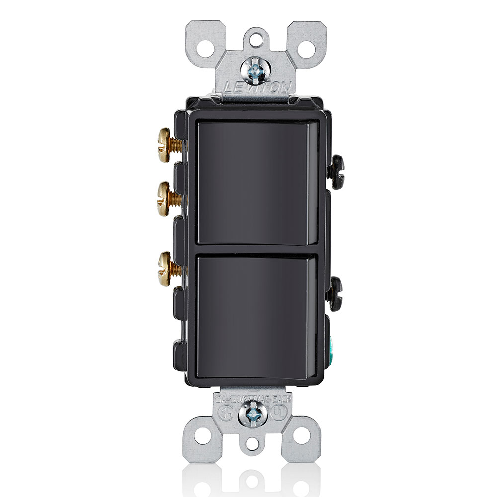 APAGADOR DOBLE DECORA COMERCIAL 1P/3V 15A 125/277V NEGRO 5641-E