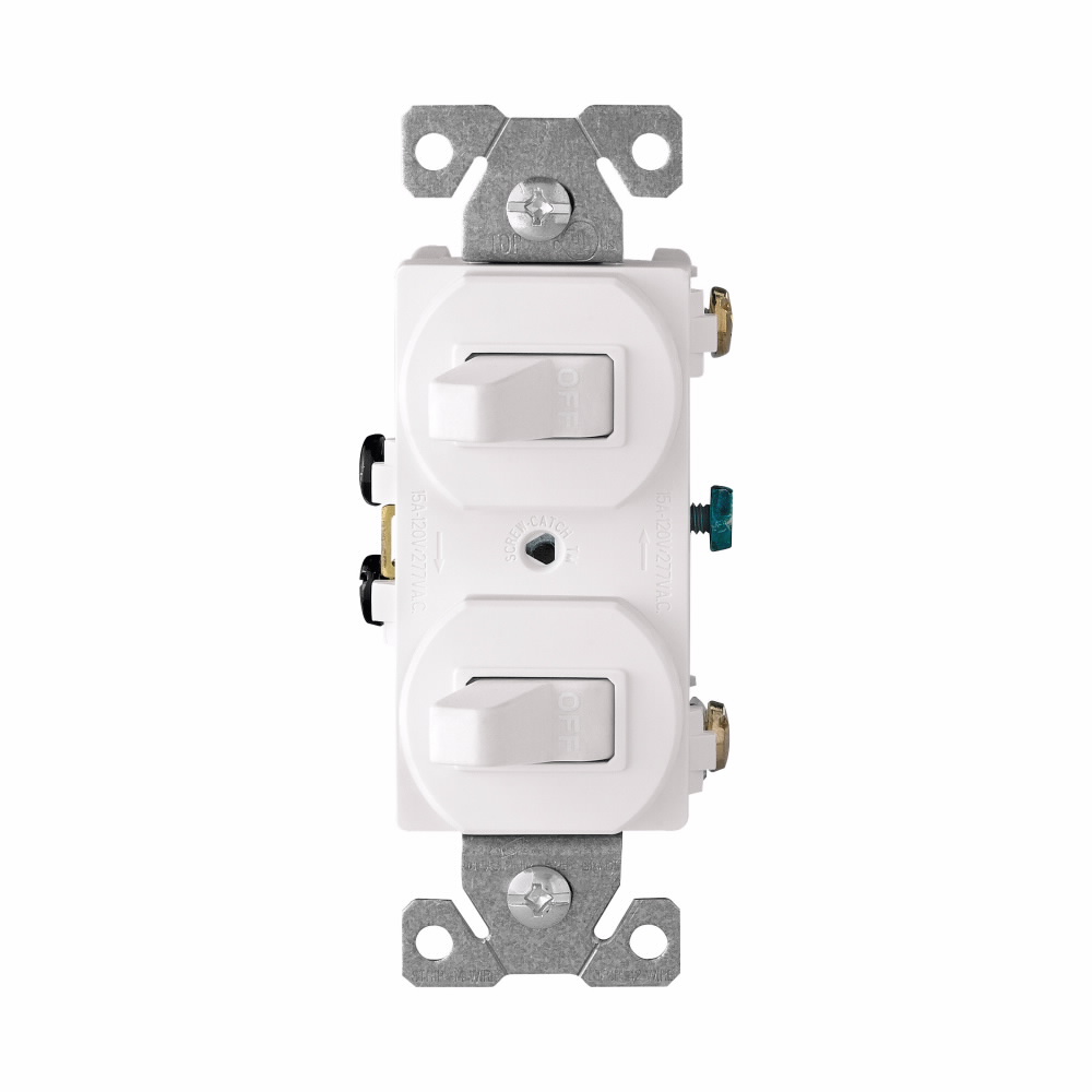 APAGADOR DOBLE PALANCA COMERCIAL 1P 15A 125/277V BLANCO 271W-BOX