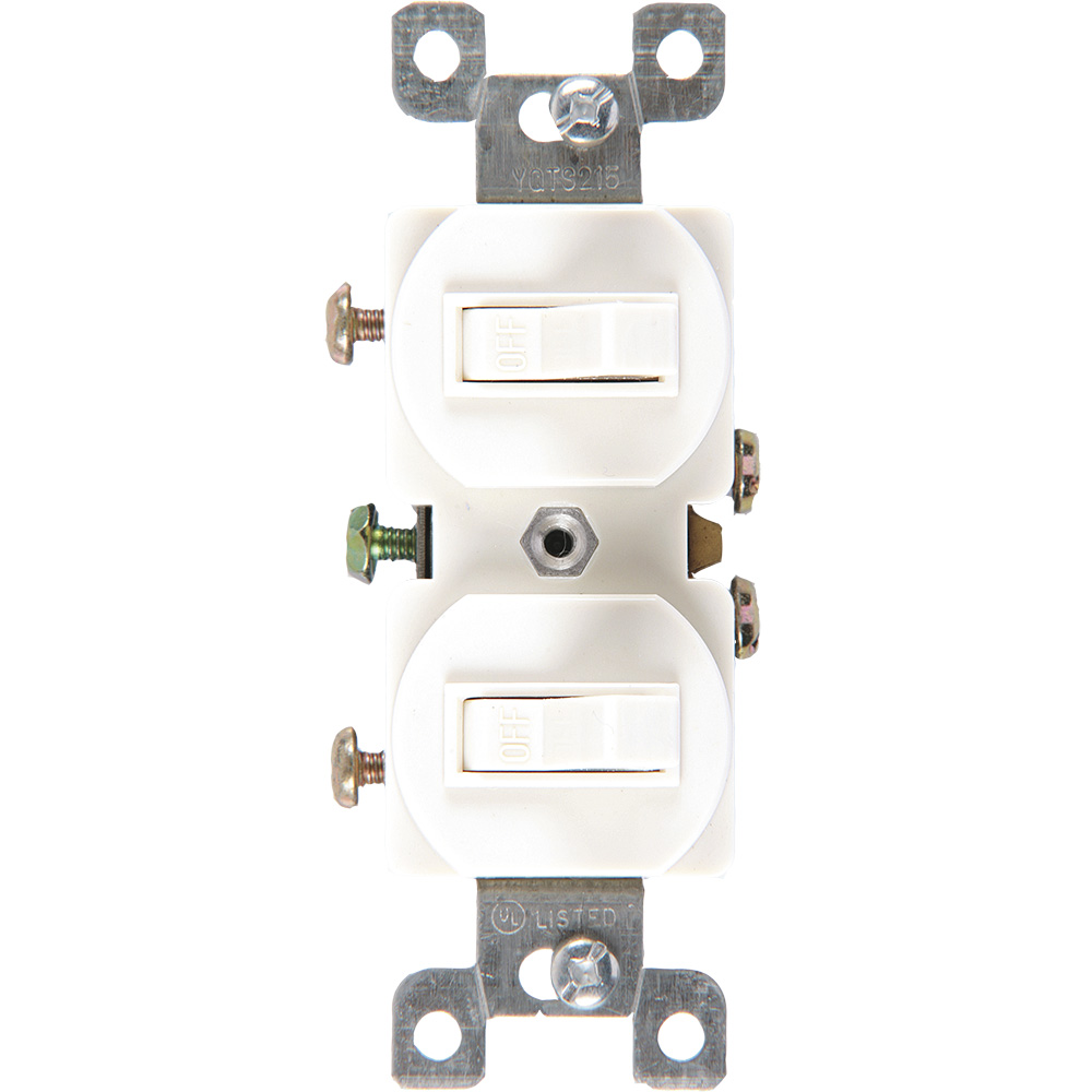 APAGADOR DOBLE PALANCA COMERCIAL 1P 15A 125V BLANCO 271-W