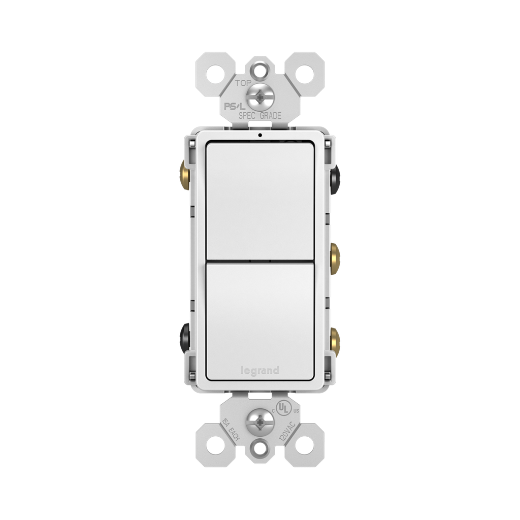 APAGADOR DOBLE RESIDENCIAL 3V 15A 125V BLANCO RADIANT RCD33W