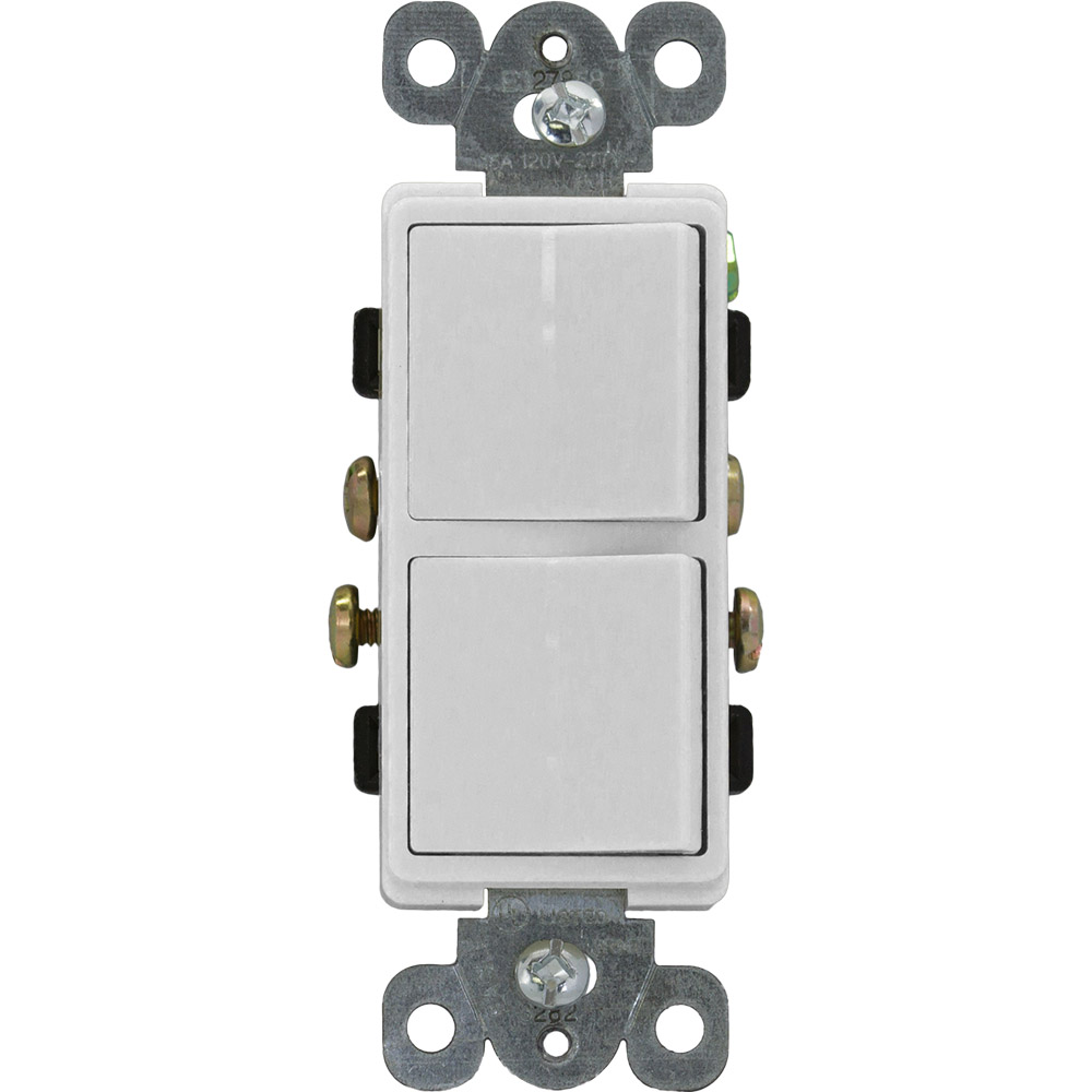 APAGADOR DOBLE RESIDENCIAL DECOR 3V 15A 125/277V BLANCO 3282-3W