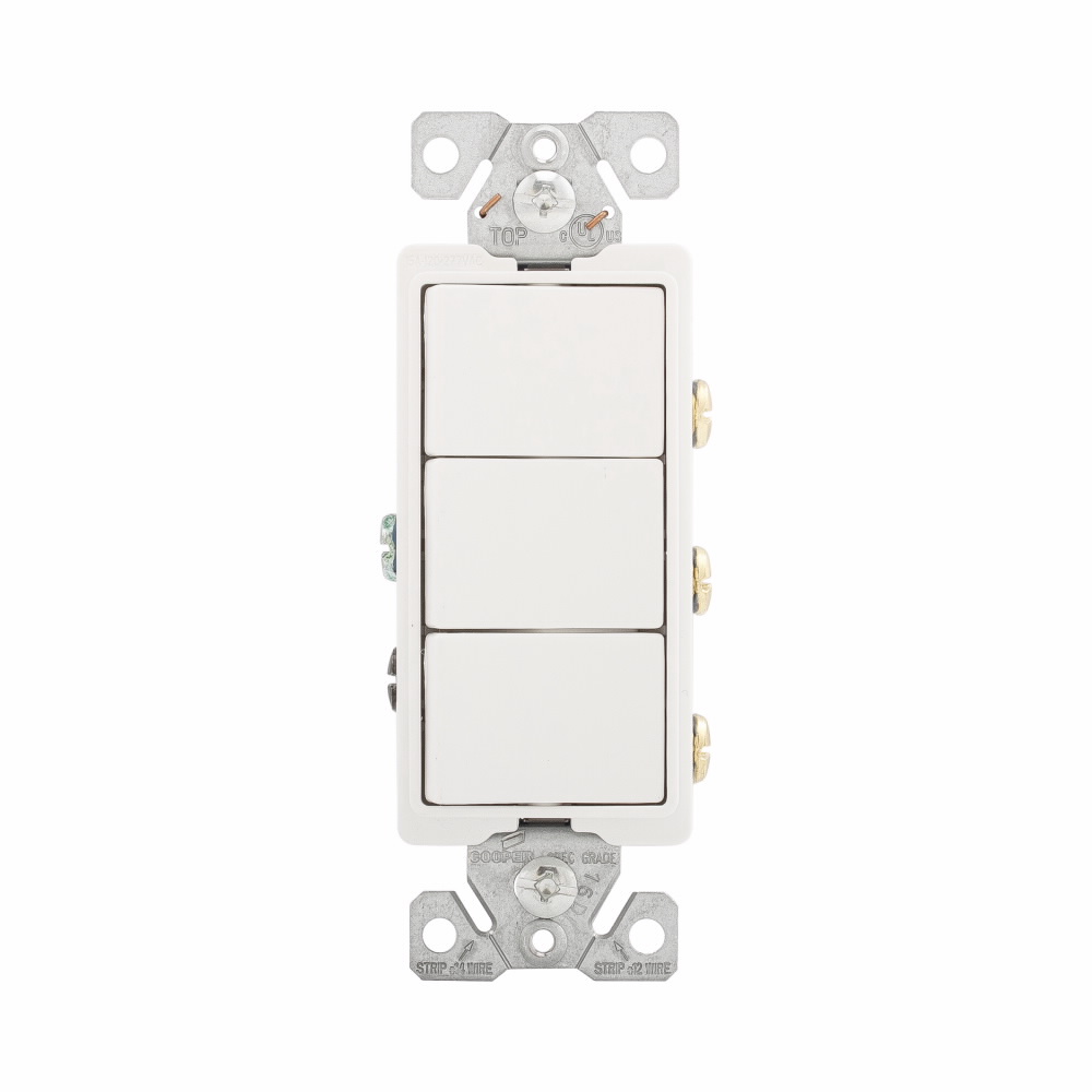 APAGADOR TRIPLE DECORATOR COMERCIAL 1P 15A 125/277V BLANCO 7729W-SP