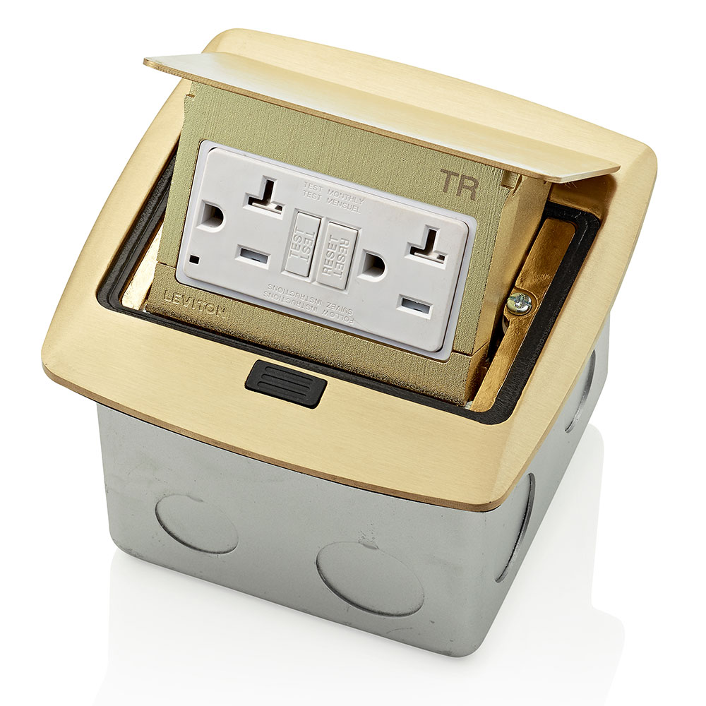 CAJA PISO POP-UP TOMA DOBLE GFCI 20A 2P 3H 125V LATON PFGF2-BR