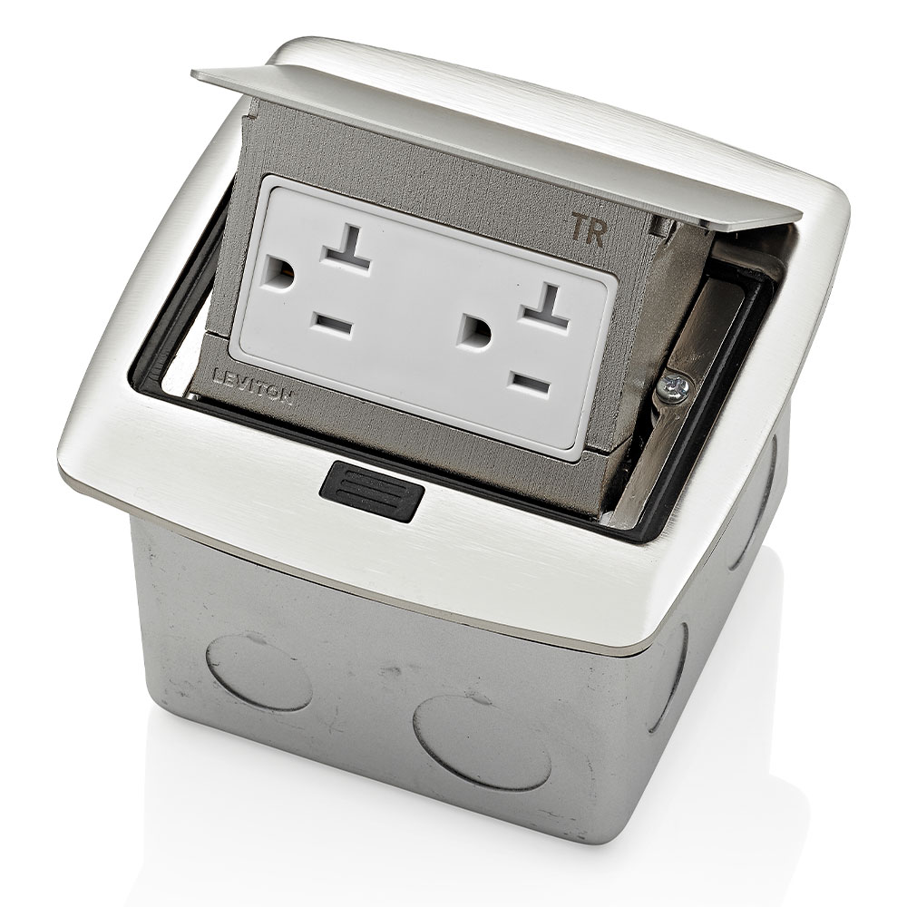 CAJA PISO POP-UP TOMA DOBLE TR 20A 2P 3H 125V NIQUEL PFTR2-BN