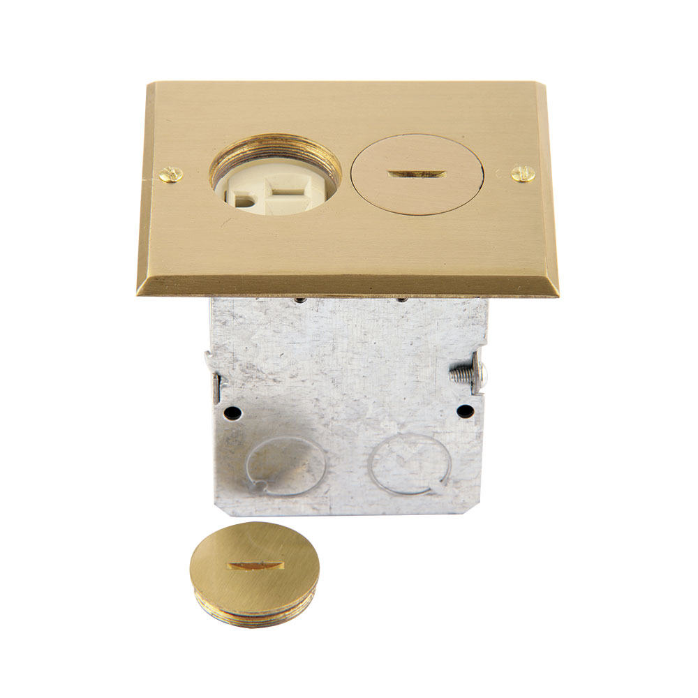 CAJA PISO TOMA DOBLE 2P 3H 15A 125V TAPA ROSCA BRONCE 5797FBA