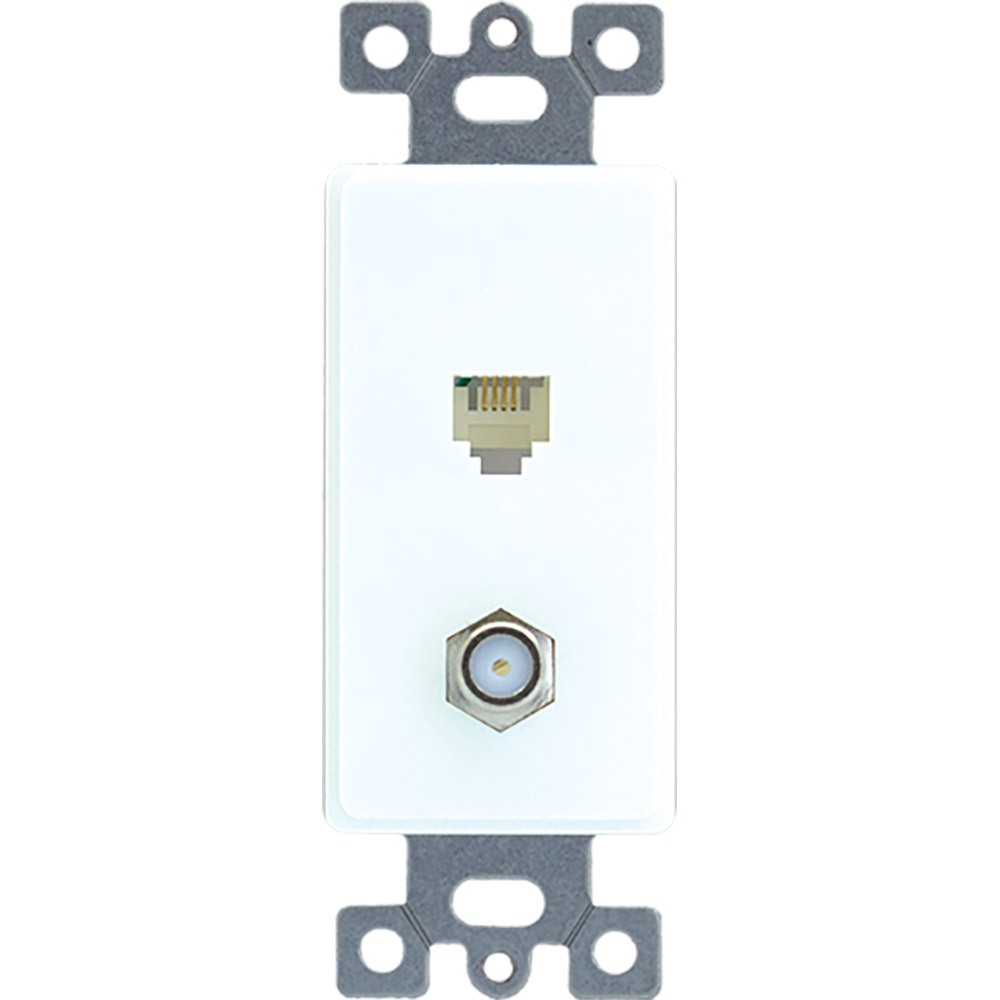INSERTO DECOR COMBINADO TOMA TV TIPO F + TOMA TEL RJ11 BLANCO 3562-W