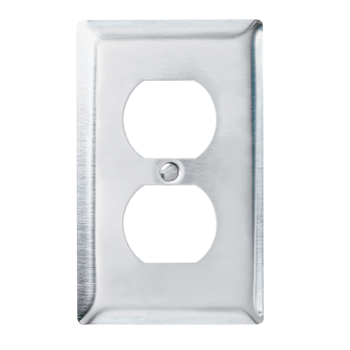 PLACA ACERO INOX TOMA DOBLE / APAGADOR DOBLE PALANCA 1 GANG SS8