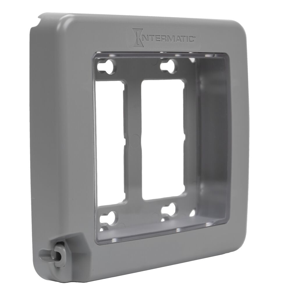 PLACA INTEMPERIE DECORA PERFIL BAJO 2 GANG WP6200G GRIS INTERMATIC