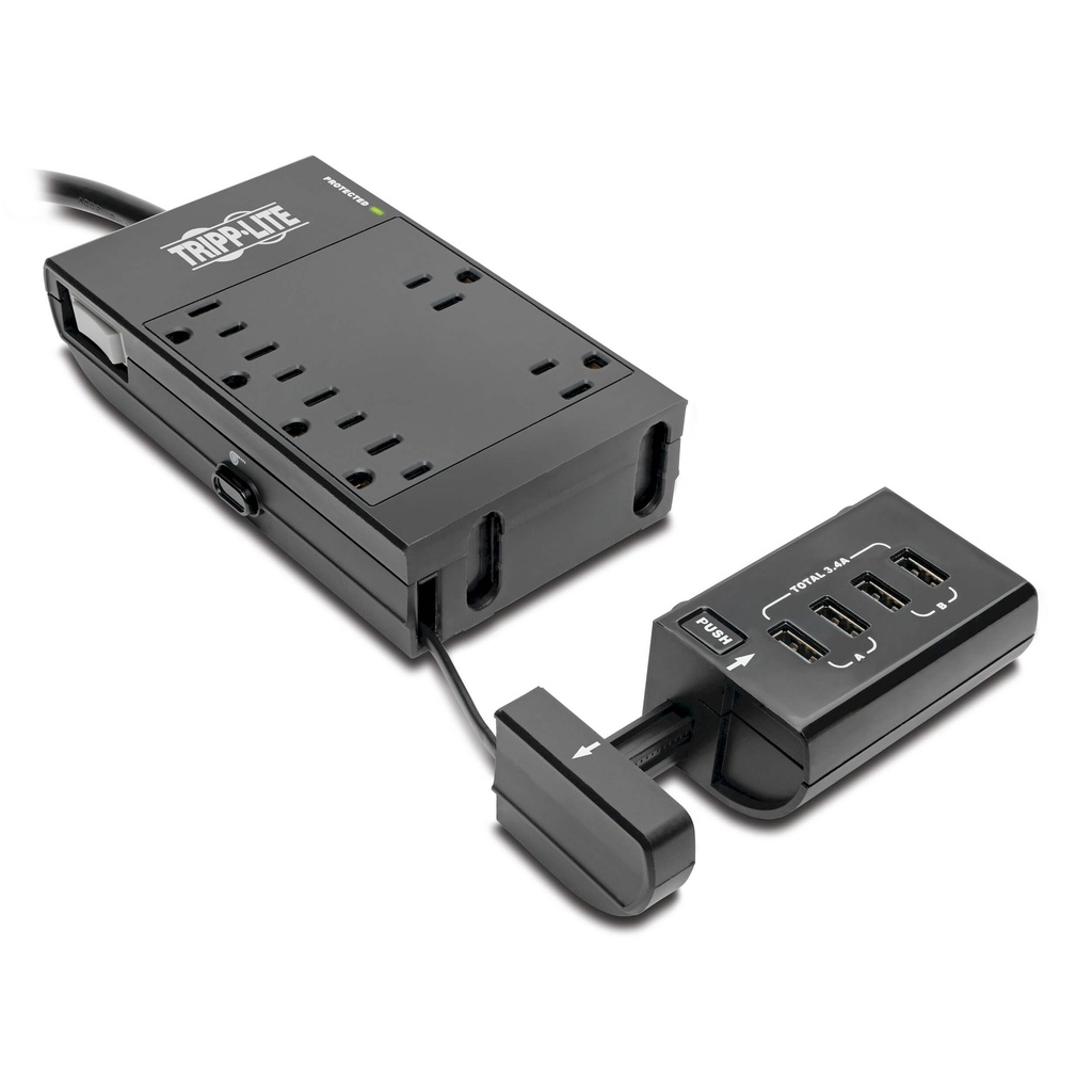 REGLETA SUPRESOR 6 TOMAS 15A 125V 4 USB TIPO A 1.8m NEGRO TLP66USBR