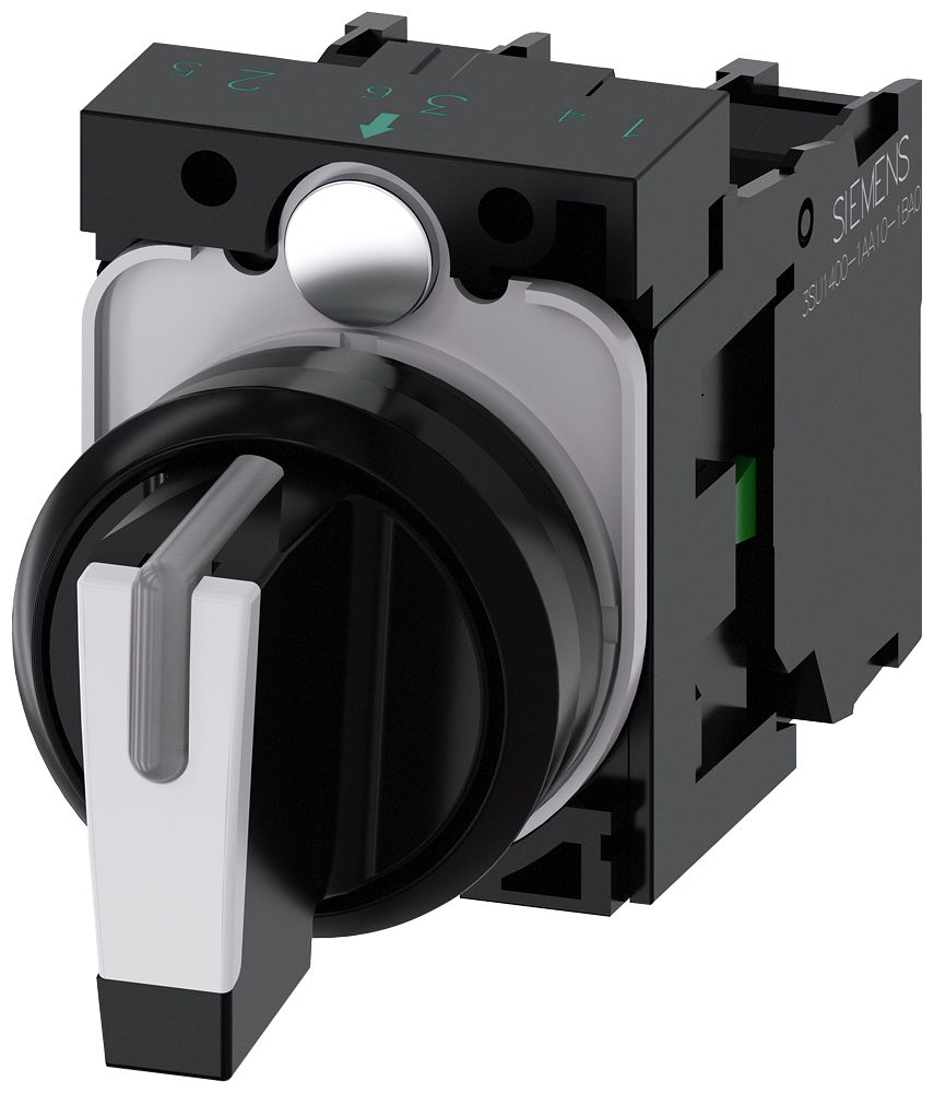 SELECTOR DE 3 POSICIONES 22MM PLASTICO LED BLANCO 1NA+1NA 3SU11002BL60