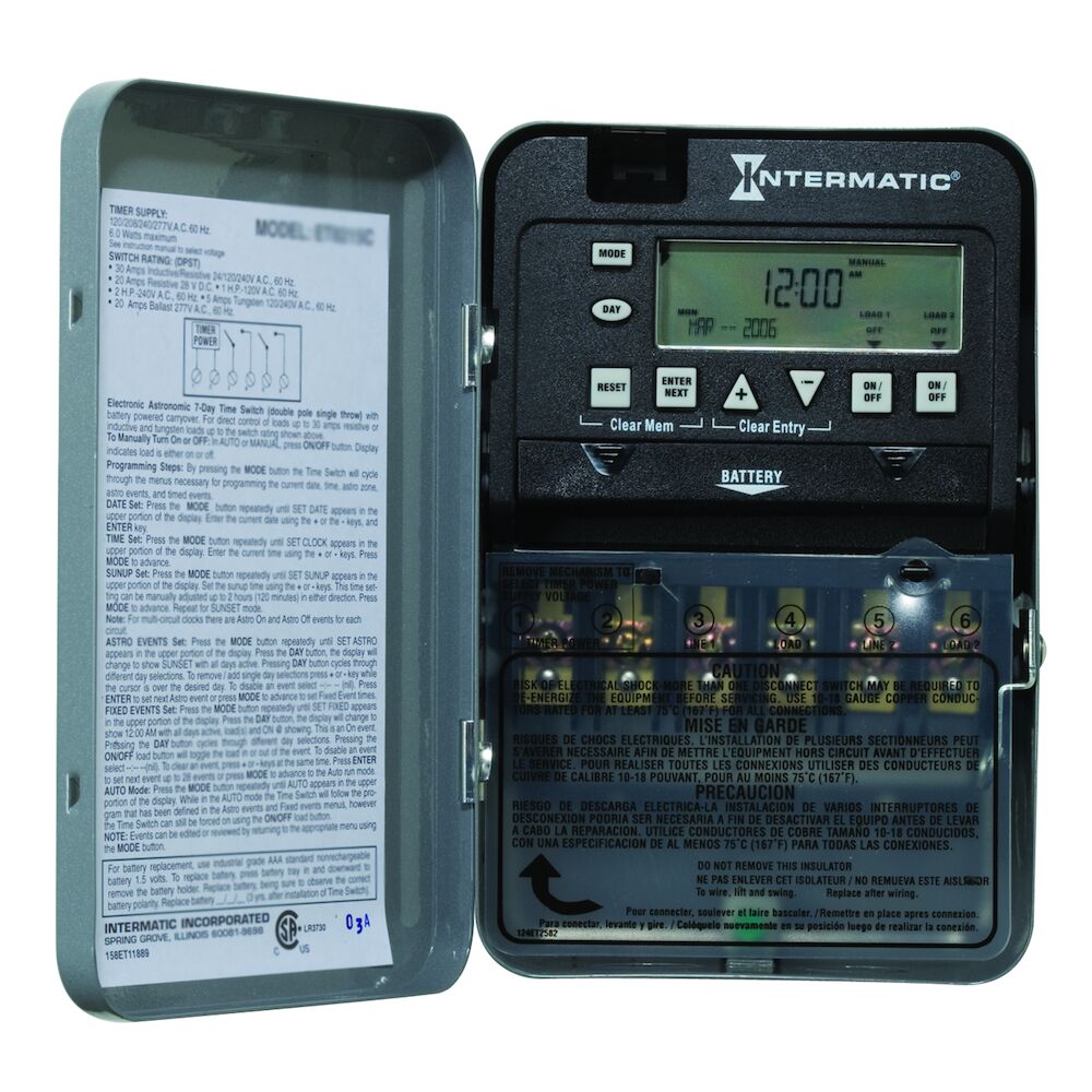 TEMPORIZADOR ELECTRONICO BASIC 14 EVENTOS ON/OFF 120/277V ET1725C