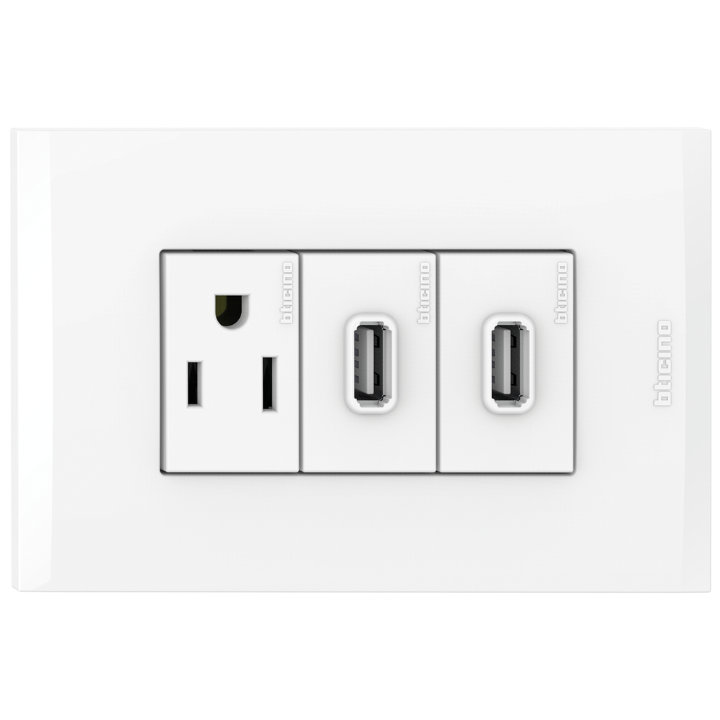 TOMA 2 USB TIPO A + 1 TOMA TR 2P 3H 15A 125V BLANCO NOBILE AF2230EB