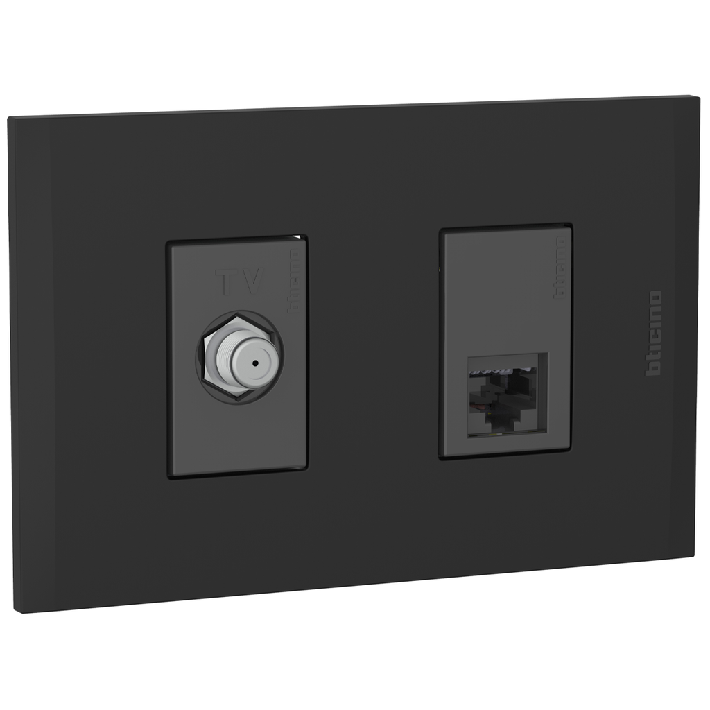 TOMA COMBINADO COAXIAL TV + RJ45 CAT.6 NEGRO NOBILE AF2292EANG