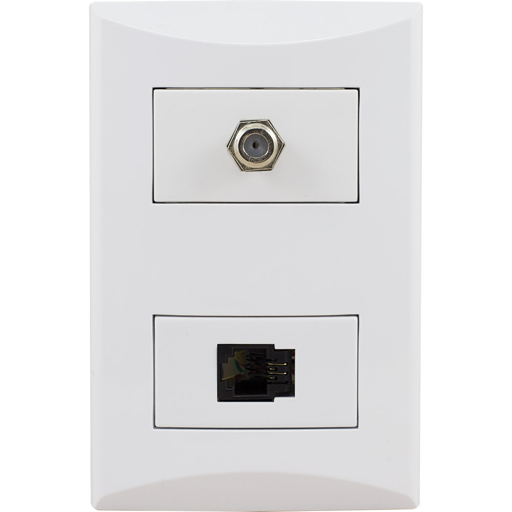 TOMA COMBINADO COAXIAL TV + TEL RJ11 BLANCO PLATA 1007-AW