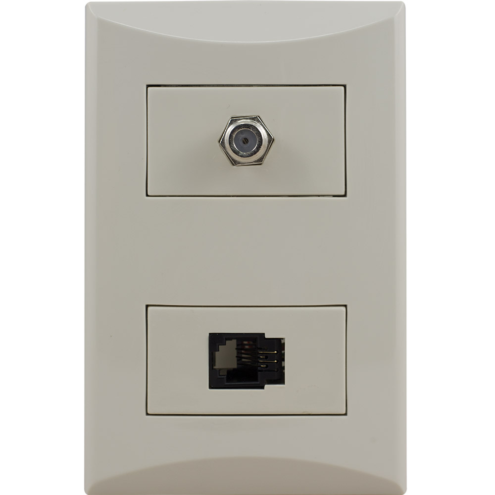 TOMA COMBINADO COAXIAL TV + TEL RJ11 MARFIL PLATA 1007-AV