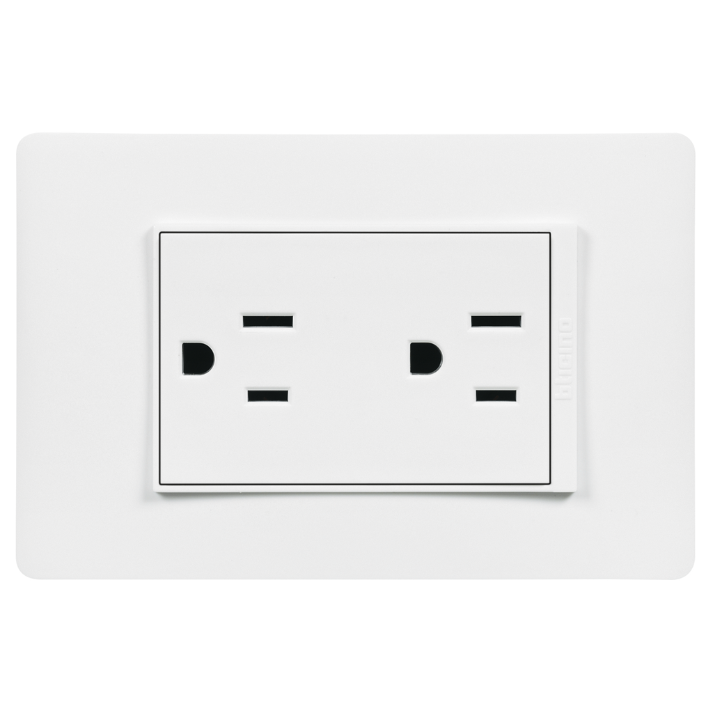 TOMA DOBLE 2P 3H 15A 125V NEMA 5-15R BLANCO LUZICA PU1228