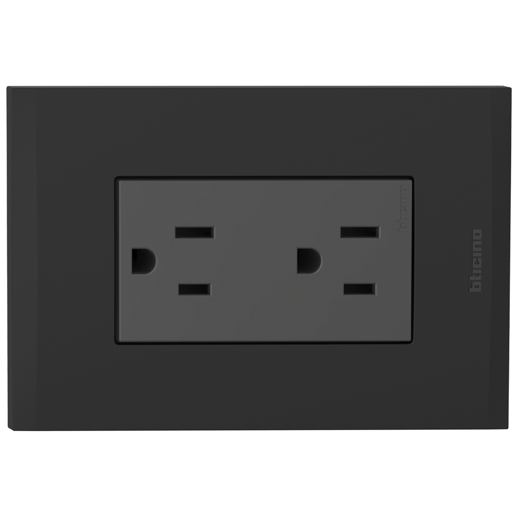 TOMA DOBLE 2P 3H 15A 125V NEMA 5-15R NEGRO NOBILE AF2228EANG