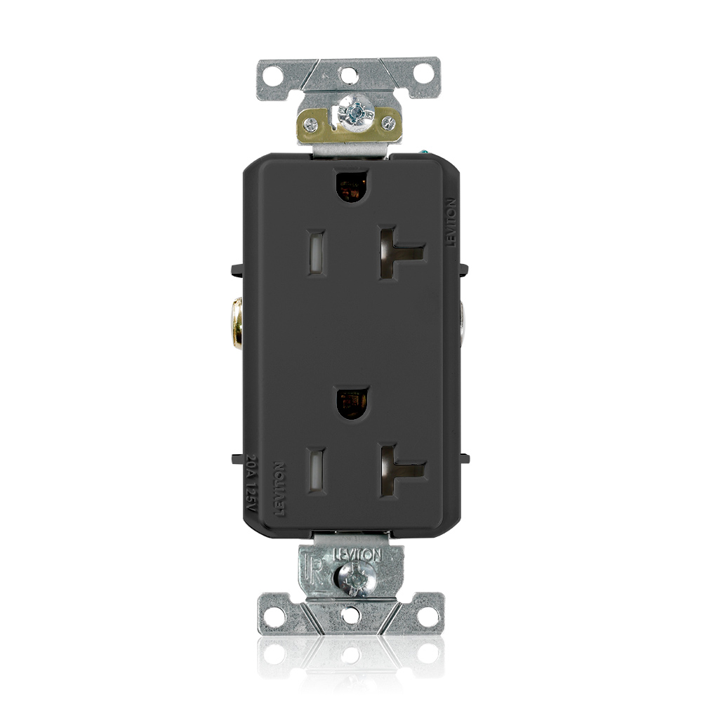 TOMA DOBLE DECORA INDUS TR 2P 3H 20A 125V NEMA 5-20R NEGRO TDR20-E