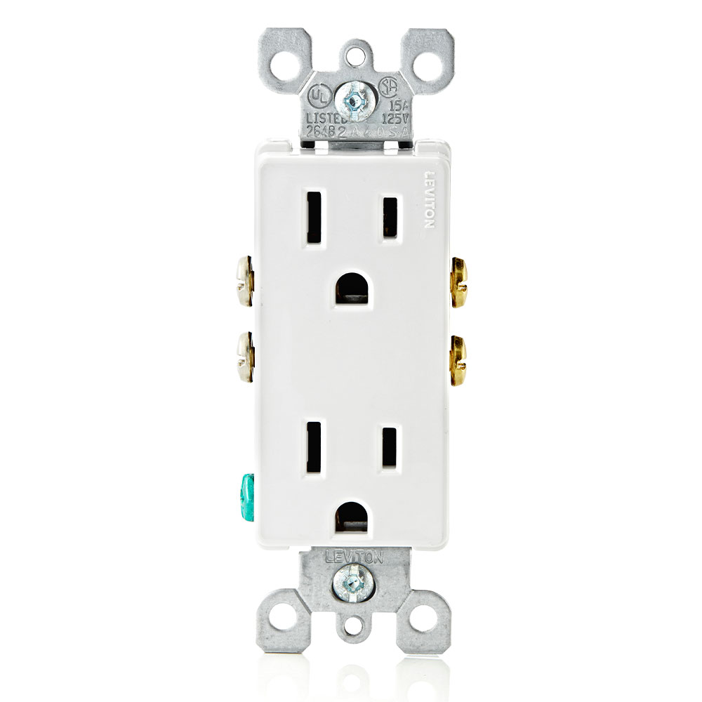 TOMA DOBLE DECORA RESIDENCIAL 2P 3H 15A 125V NEMA 5-15R BLANCO 5325-W