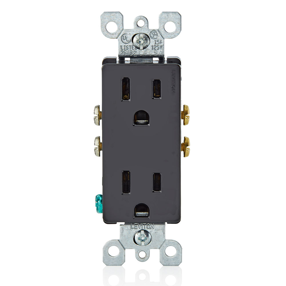 TOMA DOBLE DECORA RESIDENCIAL 2P 3H 15A 125V NEMA 5-15R NEGRO 5325-E