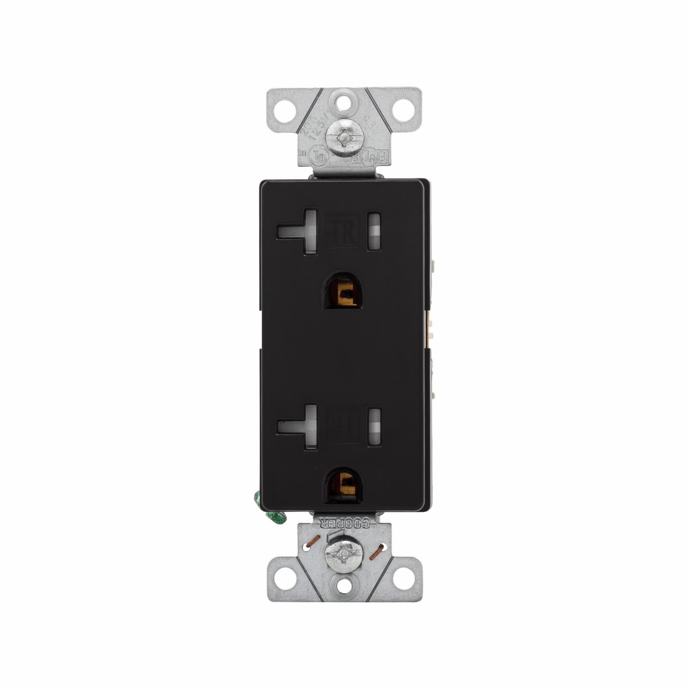 TOMA DOBLE DECORATOR COMERCIAL TR 2P 3H 20A 125V NEGRO TR6352BK-BOX