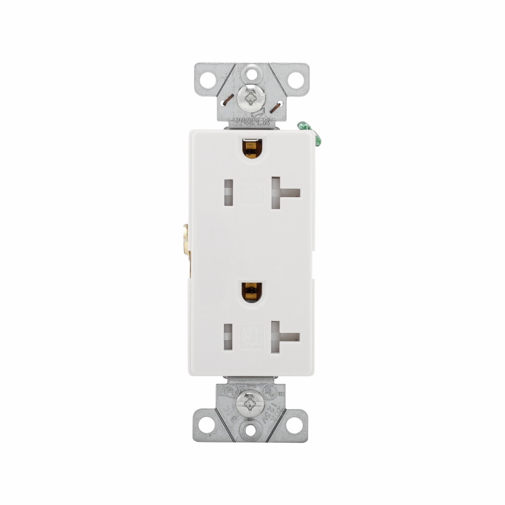 TOMA DOBLE DECORATOR COMER TR 2P 3H 20A 125V NEMA 5-20R BLANCO TR6352W