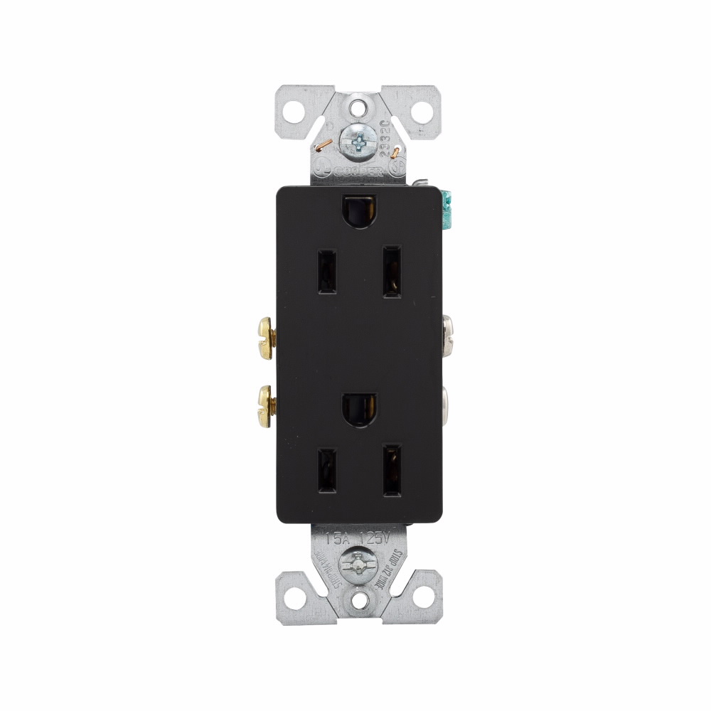 TOMA DOBLE DECORATOR RESIDENCIA 2P3H 15A 125V NEMA5-15R NEGRO 1107-9BK