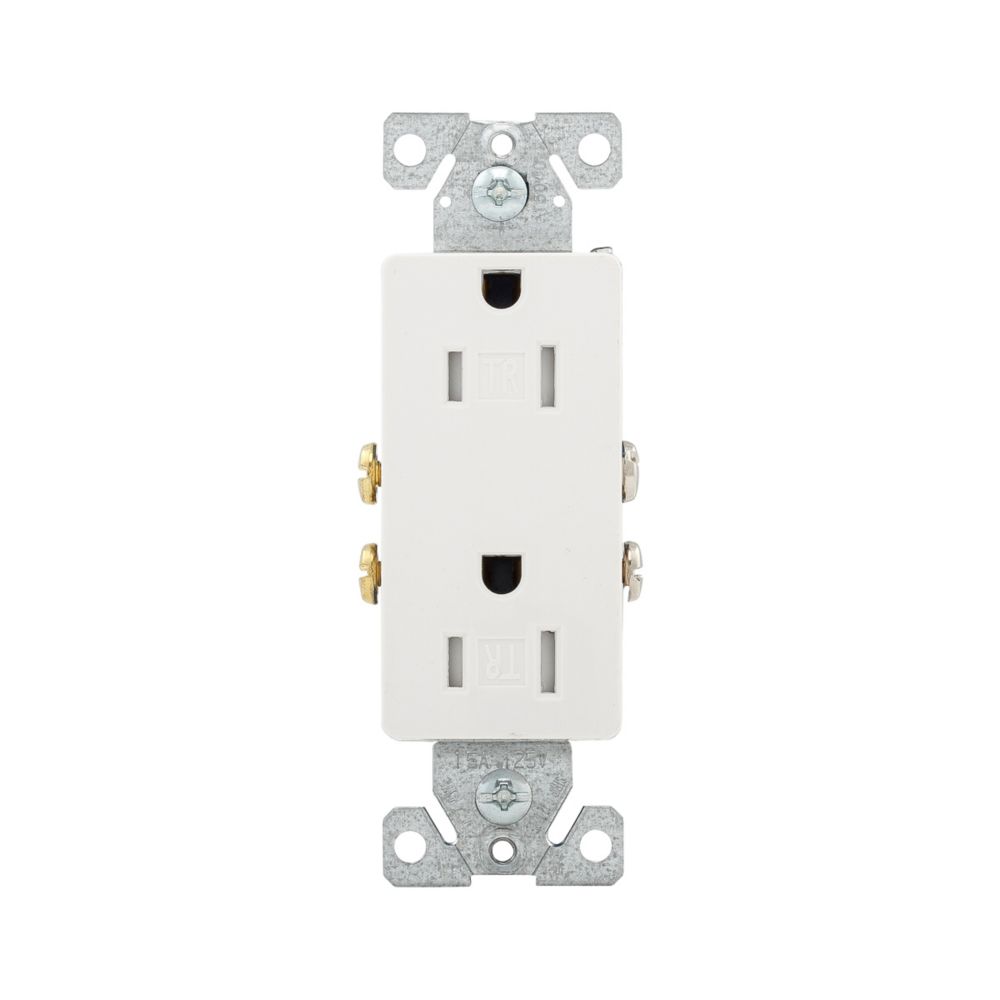TOMA DOBLE DECORATOR RESI TR 2P 3H 15A 125V NEMA 5-15R BLANCO TR1107W