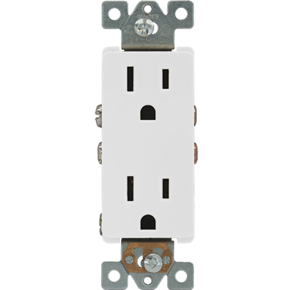 TOMA DOBLE DECOR RESIDENCIAL 2P 3H 15A 125V NEMA 5-15R BLANCO 1107W