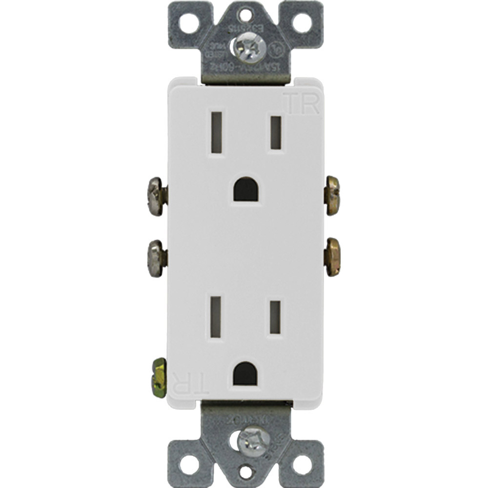 TOMA DOBLE DECOR RESI TR 2P 3H 15A 125V NEMA 5-15R BLANCO TR1107W