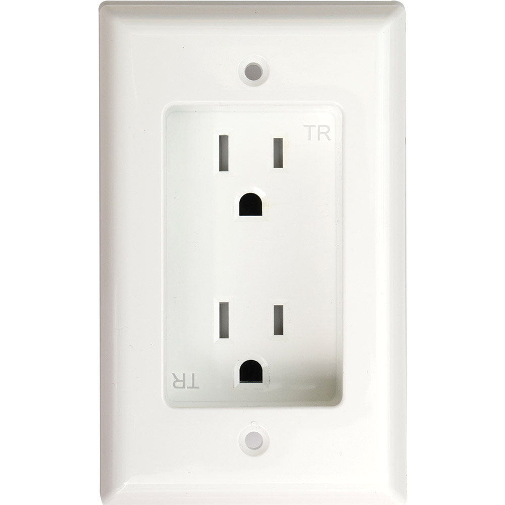 TOMA DOBLE DECOR TR EMPOTRAR 2P 3H 15A 125V NEMA5-15R C/PLACA TR1108-W