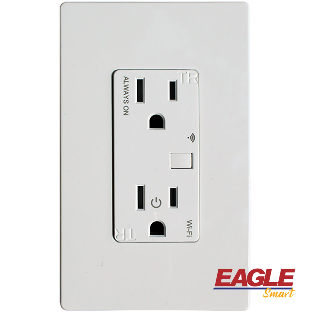 TOMA DOBLE EAGLE SMART WIFI TR 2P 3H 15A 120V BLANCO WF15R-W