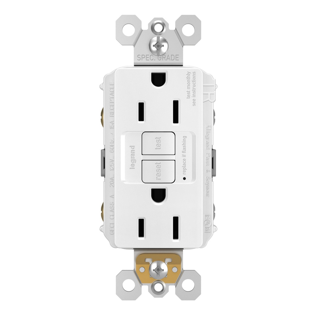TOMA DOBLE GFCI TR 2P 3H 15A 125V NEMA 5-15R BLANCO RADIANT 1597TRW