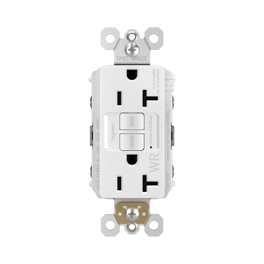 TOMA DOBLE GFCI TR WR 2P3H 20A 125V NEMA5-20R BLANCO RADIANT 2097TRWRW