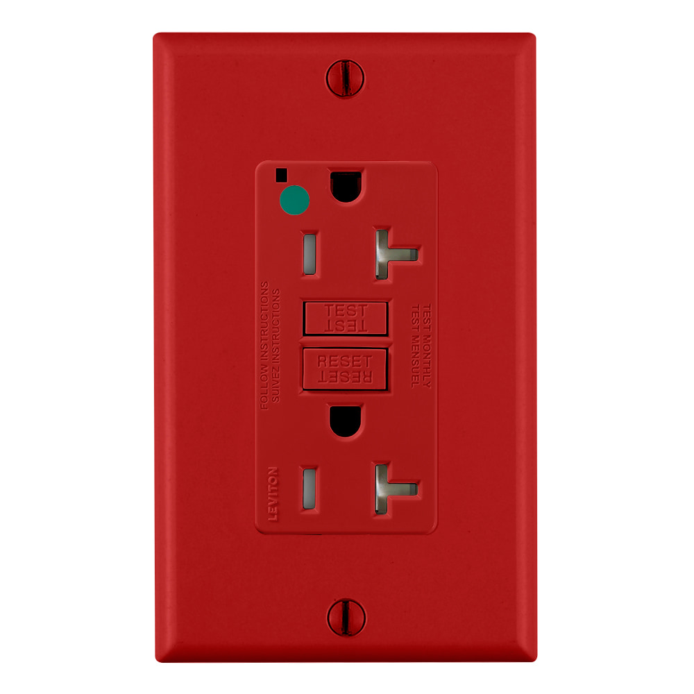 TOMA DOBLE HOSPITAL GFCI TR 2P 3H 20A 125V NEMA 5-20R ROJO GFTR2-HGR