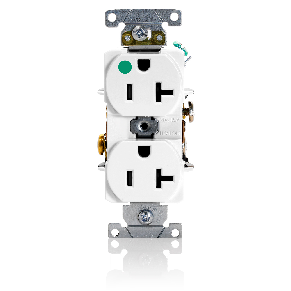 TOMA DOBLE HOSPITAL USO PESADO 2P3H 20A 125V NEMA 5-20R BLANCO 8300-HW