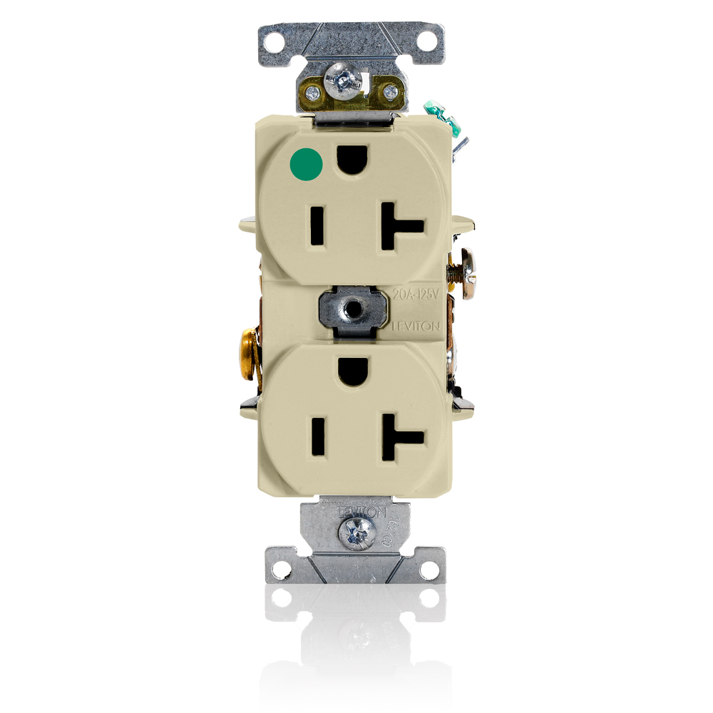 TOMA DOBLE HOSPITAL USO PESADO 2P3H 20A 125V NEMA 5-20R MARFIL 8300-HI