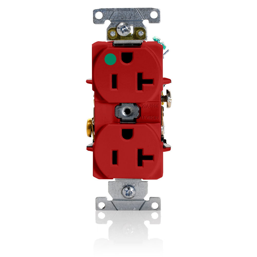 TOMA DOBLE HOSPITAL USO PESADO 2P 3H 20A 125V NEMA 5-20R ROJO 8300-HR