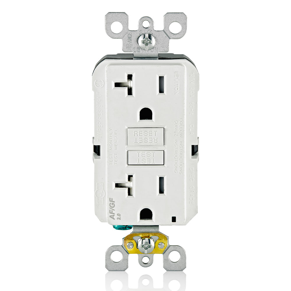 TOMA DOBLE RESI DUAL GFCI/AFCI TR 2P 3H 20A 125V BLANCO AGTR2-W
