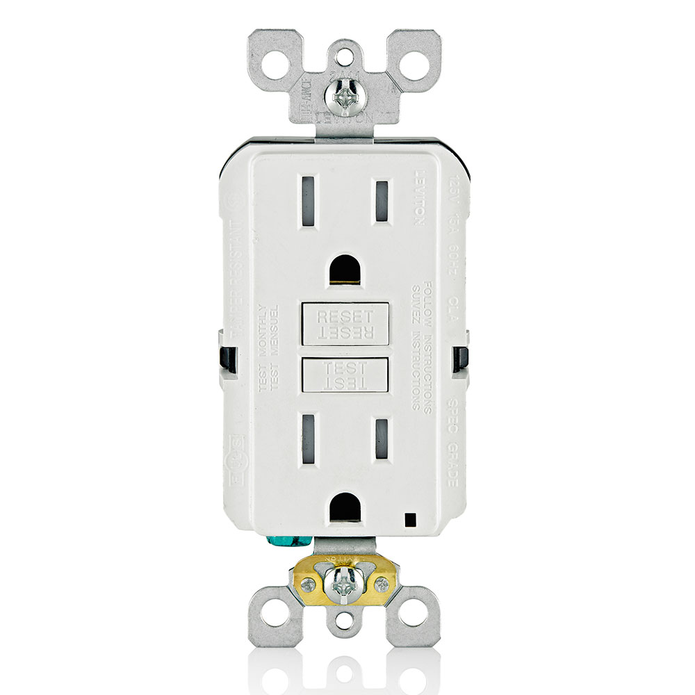 TOMA DOBLE RESI GFCI TR 2P 3H 15A 125V NEMA 5-15R BLANCO GFTR1-W