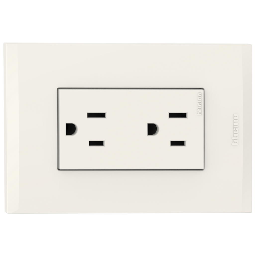 TOMA DOBLE TR 2P 3H 15A 125V NEMA 5-15R MARFIL NOBILE AF2228TREM