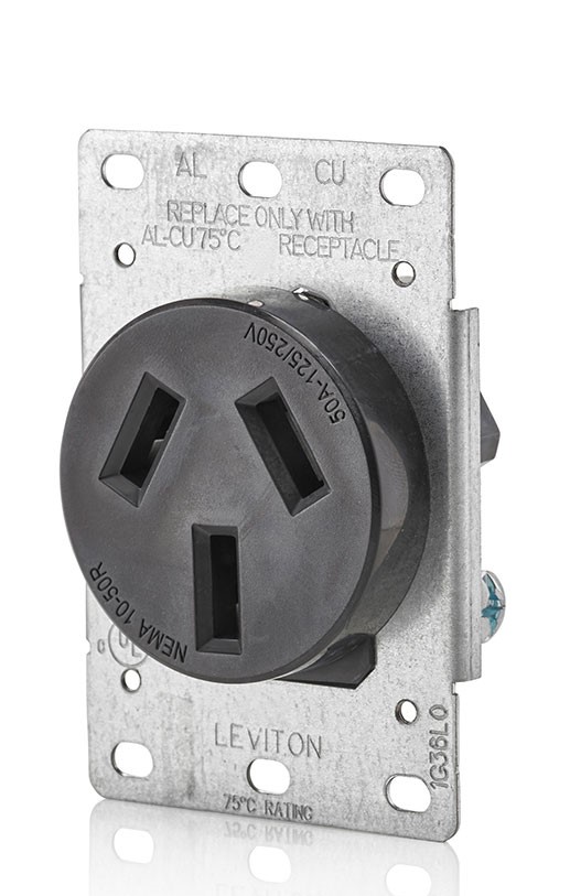 TOMA EMPOTRAR ENTRADA RECTA 3P 3H 50A 125/250V NEMA 10-50R 5206-S10