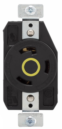 TOMA EMPOTRAR MEDIA VUELTA 2P 3H 30A 125V L5-30R AMARILLO AHCL530R
