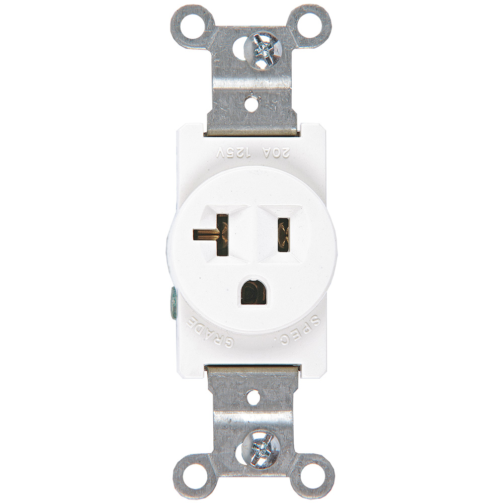 TOMA SENCILLO COMERCIAL 2P 3H 20A 125V NEMA 5-20R BLANCO 1877-W