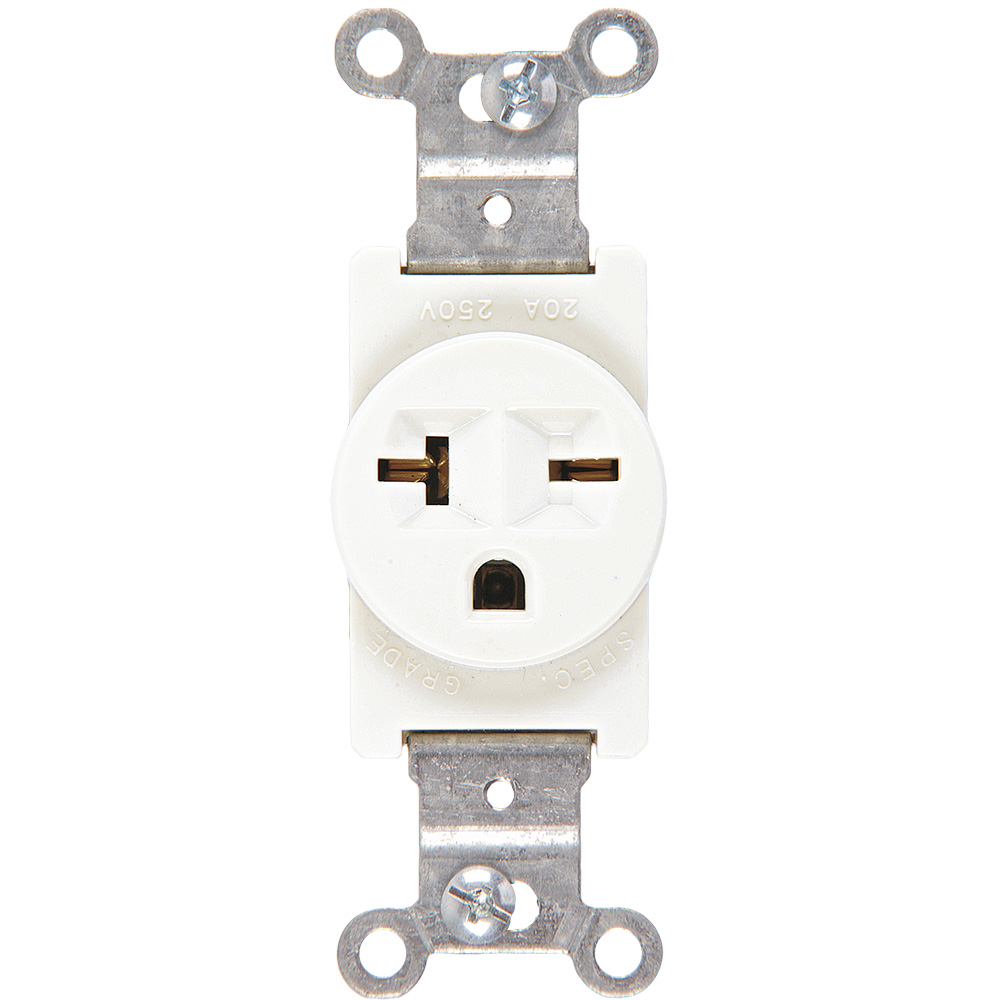 TOMA SENCILLO COMERCIAL 2P3H 20A 250V NEMA6-20R BLANCO OJO CHINO 1876W