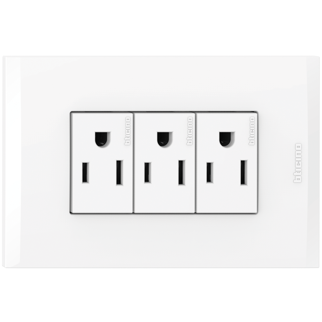 TOMA TRIPLE 2P 3H 15A 125V NEMA 5-15R BLANCO NOBILE AF2335EB