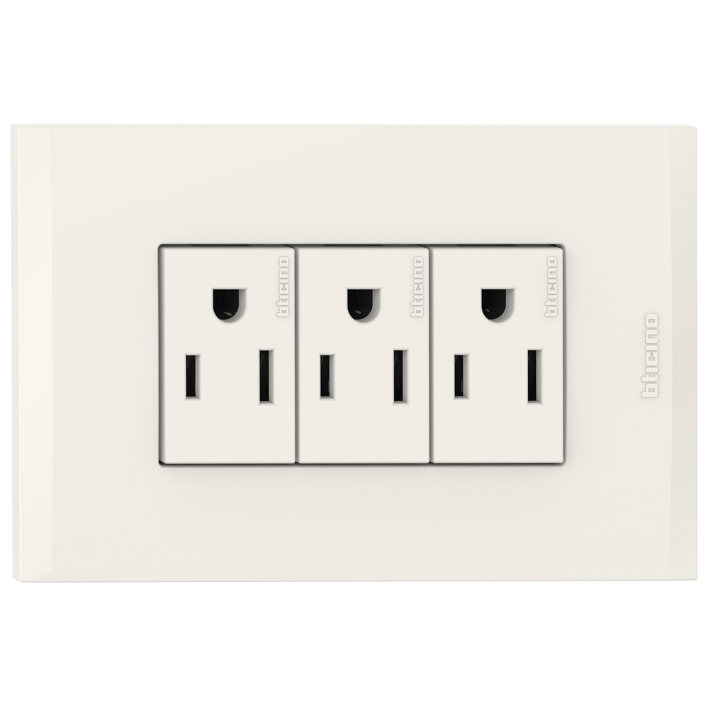 TOMA TRIPLE 2P 3H 15A 125V NEMA 5-15R MARFIL NOBILE AF2335EM