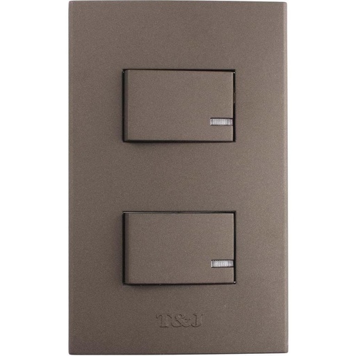 [E048015NE] APAGADOR DOBLE 3V 15A 125V LUZ PILOTO NEGRO ARMADA T&J 8015-NE