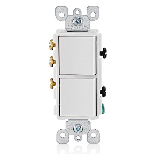 [LEV5641-W] APAGADOR DOBLE DECORA COMERCIAL 1P/3V 15A 125/277V BLANCO 5641-W