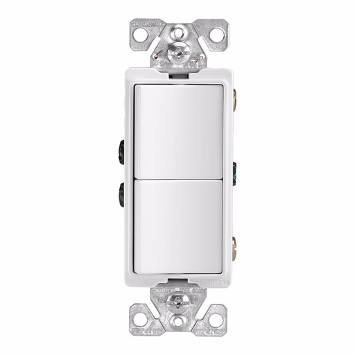 [4507728WBOX] APAGADOR DOBLE DECORATOR COMERCIAL 1P 15A 125/277V BLANCO 7728W-BOX